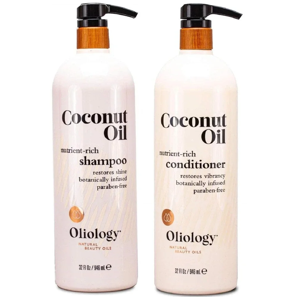 2-Pack Oliology Coconut Oil Shampoo Conditioner 32oz Paraben Free Repair Hair Se